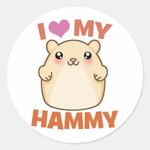 I Liebe mein Hammy Runder Aufkleber