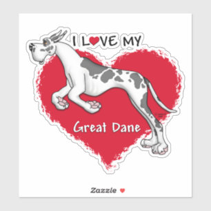 I Liebe mein Harlekin-großer Däne Aufkleber