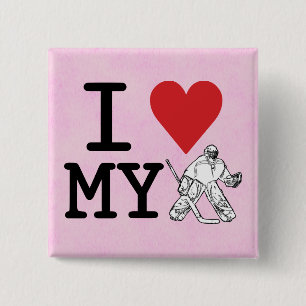 I Liebe mein Hockeygoalie-Knopf-Button Button