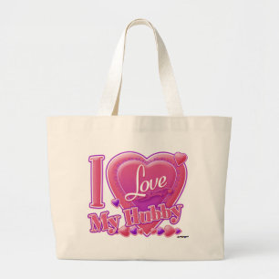 I Liebe Mein Hubby rosa/lila - Herz Jumbo Stoffbeutel