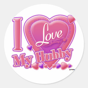 I Liebe Mein Hubby rosa/lila - Herz Runder Aufkleber