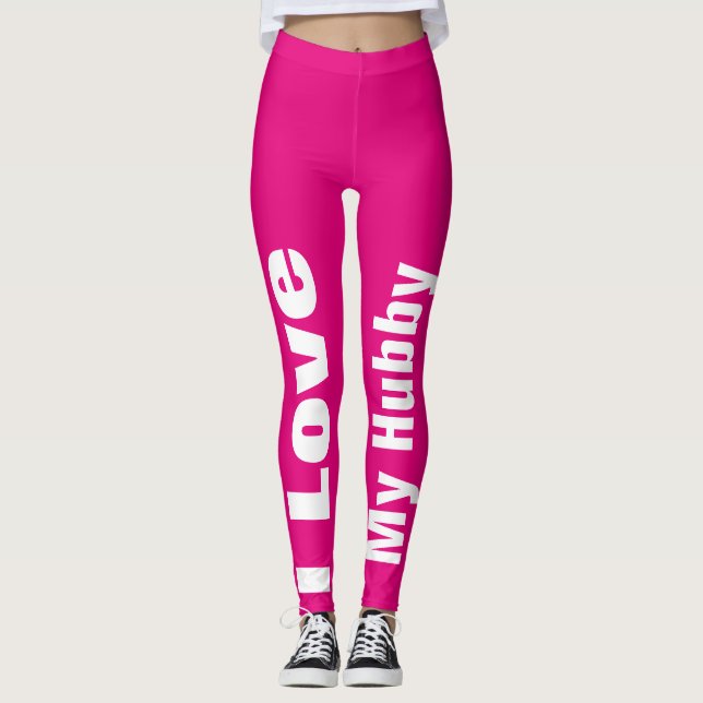 I Liebe mein Hubby-Rosaweißer niedlicher Girly Leggings (Vorderseite)