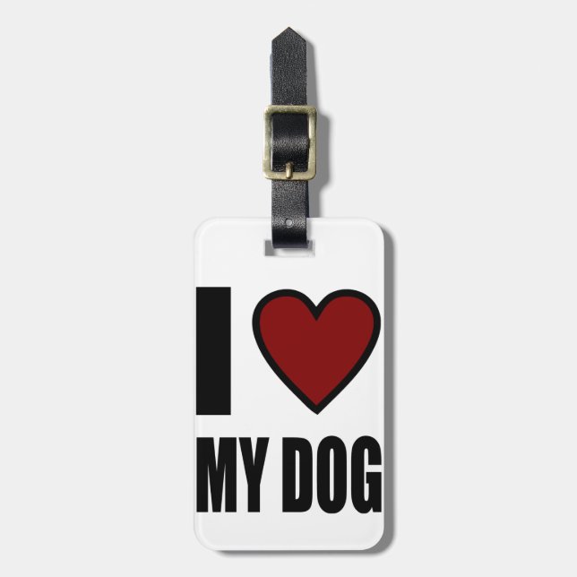I Liebe mein Hund Gepäckanhänger (Vorderseite vertikal)