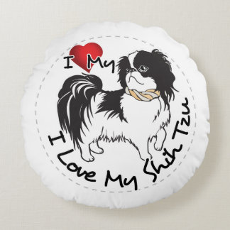 I Liebe mein Hund Shih Tzu Rundes Kissen