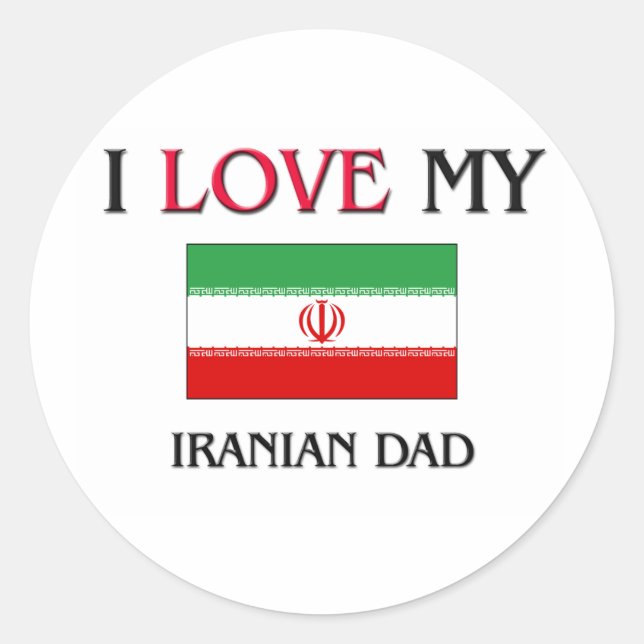 I Liebe Mein iranischer Vater Runder Aufkleber (Vorderseite)
