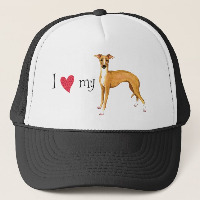 I Liebe mein italienischer Windhund Truckerkappe (Vorderseite)