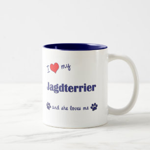 I Liebe mein Jagdterrier (weiblicher Hund) Zweifarbige Tasse