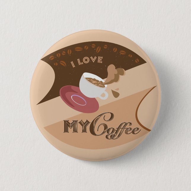 I Liebe Mein Kaffee Retro Java Button (Vorderseite)
