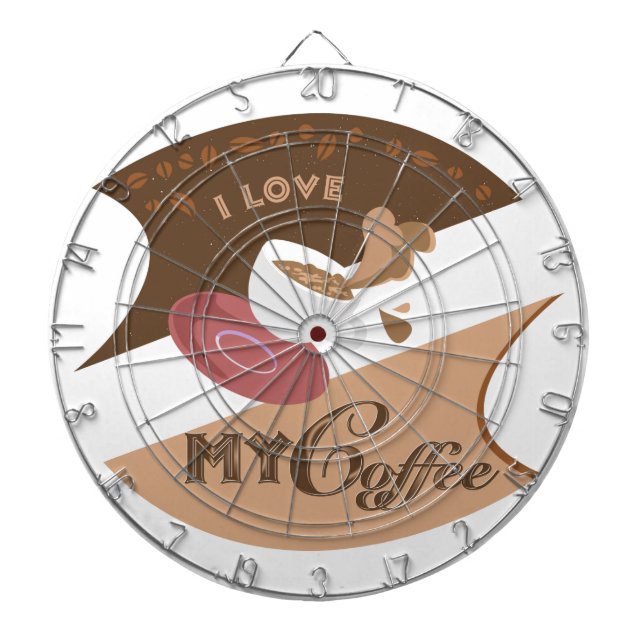 I Liebe Mein Kaffee Retro Java Dartscheibe (vorne)