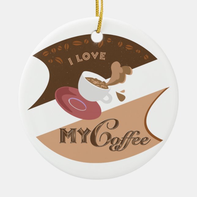 I Liebe Mein Kaffee Retro Java Keramik Ornament (Vorne)