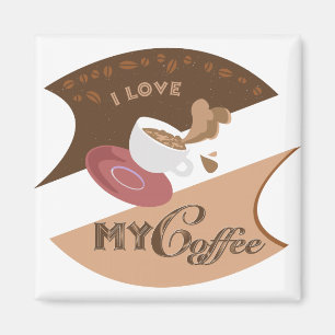 I Liebe Mein Kaffee Retro Java Magnet