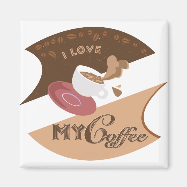 I Liebe Mein Kaffee Retro Java Magnet (Vorne)