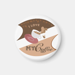 I Liebe Mein Kaffee Retro Java Magnet