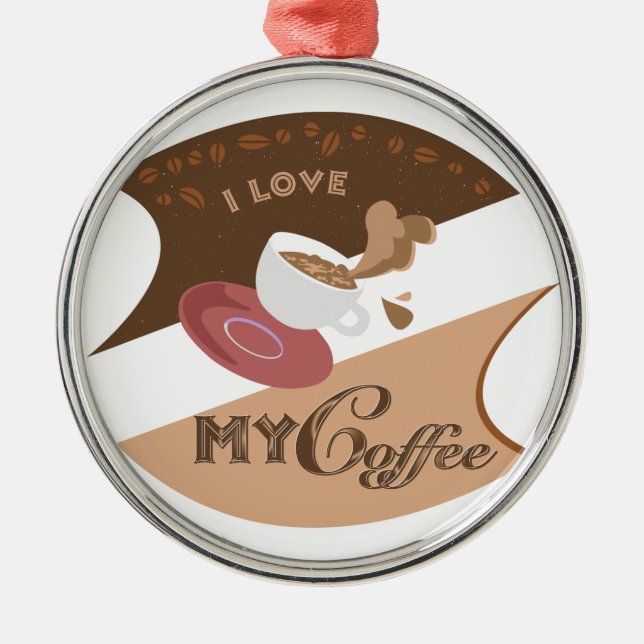 I Liebe Mein Kaffee Retro Java Ornament Aus Metall (Vorne)