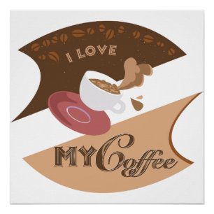 I Liebe Mein Kaffee Retro Java Poster