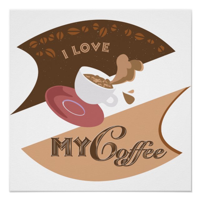 I Liebe Mein Kaffee Retro Java Poster (Vorderseite)