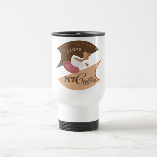 I Liebe Mein Kaffee Retro Java Reisebecher (Mittel)