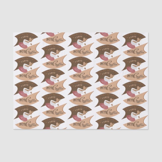 I Liebe Mein Kaffee Retro Java Seidenpapier (Vorderseite)