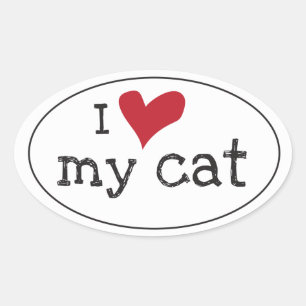 I Liebe mein Katzen-Aufkleber Ovaler Aufkleber