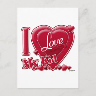 I Liebe Mein Kid rot - Herz Postkarte