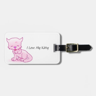 I Liebe mein Kitty-Gepäck-Umbau mit ledernem Bügel Gepäckanhänger