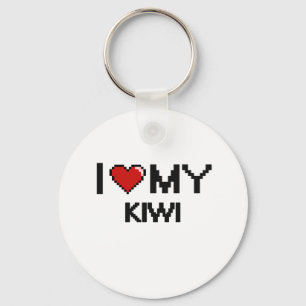 I Liebe mein Kiwi-Digital-Entwurf Schlüsselanhänger