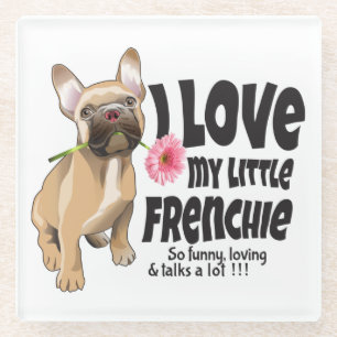 I Liebe mein kleiner französischer Bulldogge Glasuntersetzer