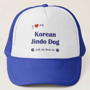 I Liebe mein koreanischer Jindo Hund (weiblicher Truckerkappe