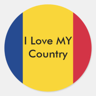 I Liebe MEIN LAND Rumänien Fahne MUSEUM Zazzle Runder Aufkleber