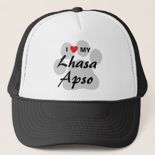 I Liebe mein Lhasa Apso Pawprint Truckerkappe