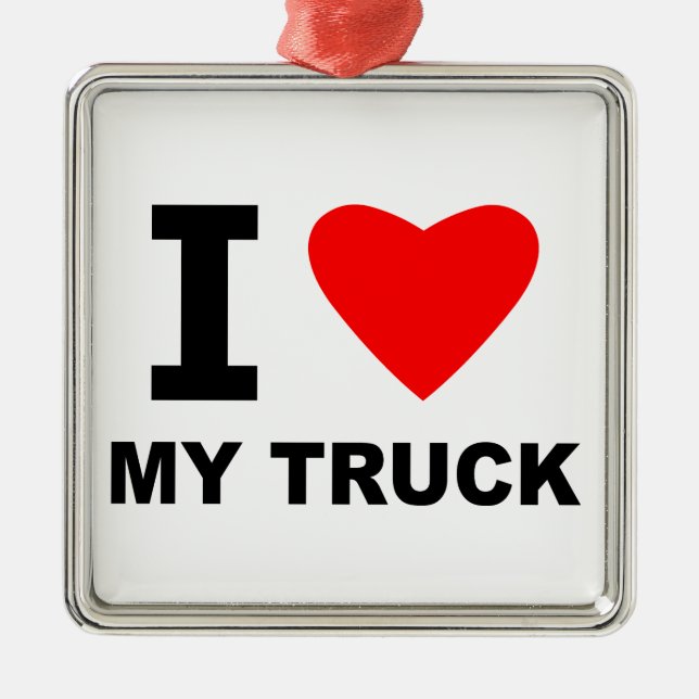 I Liebe mein LKW Silbernes Ornament (Vorne)