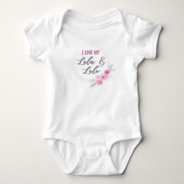 I Liebe mein Lola u. Lolo RosaWreath Baby Strampler (Vorderseite)