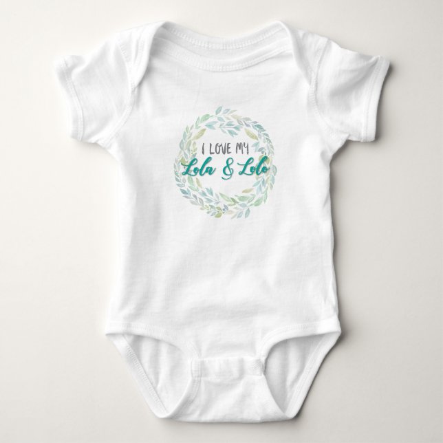 I Liebe mein Lola u. Lolo Wreath Baby Strampler (Vorderseite)