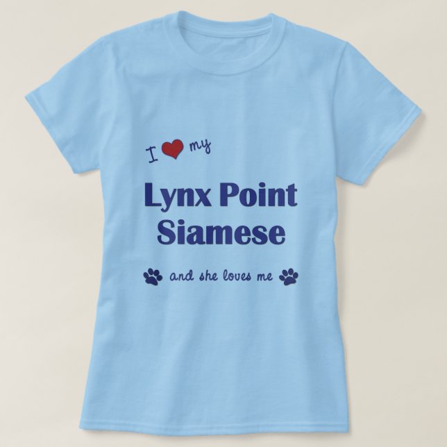 I Liebe mein Luchs-Punkt siamesisch (weibliche T-Shirt (Design vorne)