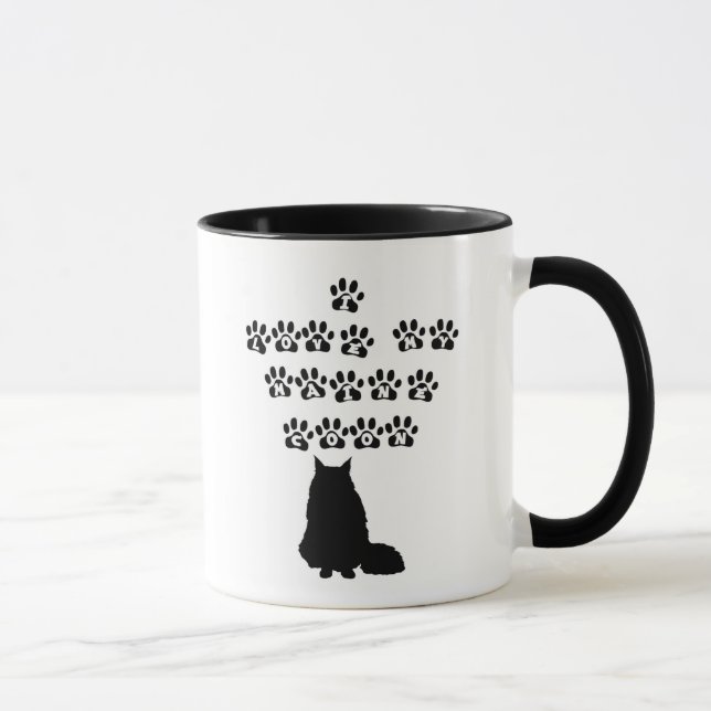I Liebe mein Maine-Waschbär--Schwarzer Text Tasse (Rechts)