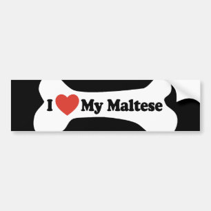 I Liebe mein maltesisches - Hundeknochen Autoaufkleber