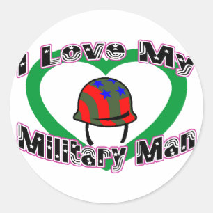 I Liebe mein Militärmann Runder Aufkleber