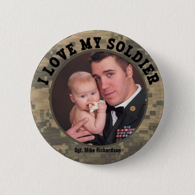I Liebe mein Militärsoldat-kundenspezifischer Button (Vorderseite)