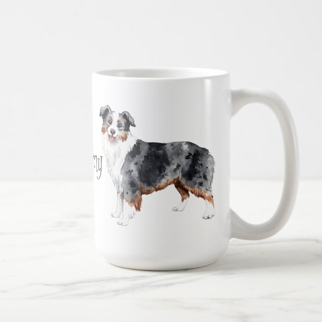I Liebe mein mini amerikanischer Schäfer Kaffeetasse (Rechts)
