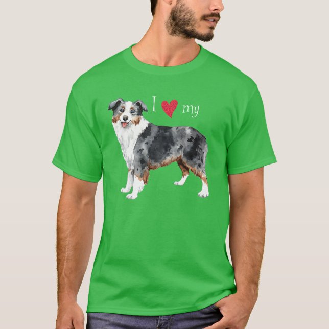 I Liebe mein mini amerikanischer Schäfer T-Shirt (Vorderseite)