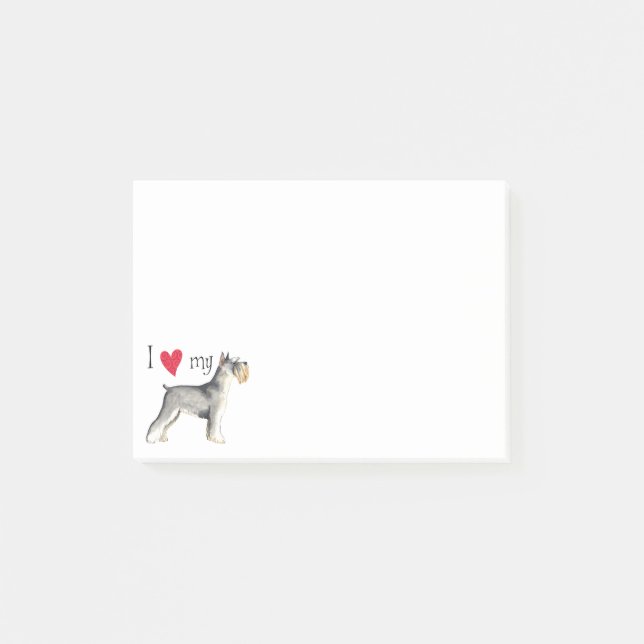 I Liebe mein MiniaturSchnauzer Post-it Klebezettel (Vorderseite)