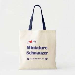 I Liebe mein MiniaturSchnauzer (weiblicher Hund) Tragetasche