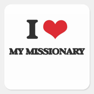 I Liebe mein Missionar Quadratischer Aufkleber
