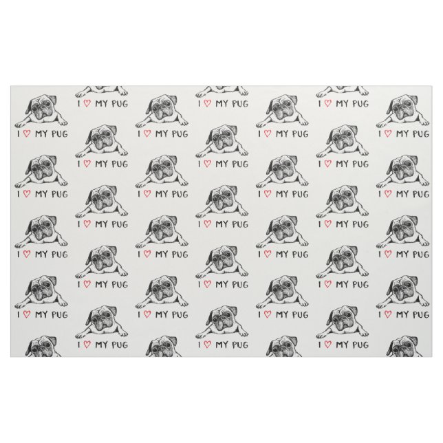 I Liebe mein Mops-Gewebe Stoff (Fat Quarter (45,7 x 55,9 cm))