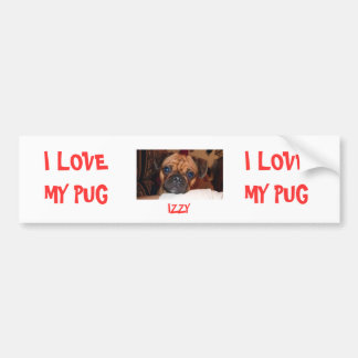 I LIEBE MEIN MOPS, IZZY, I-LIEBE MEIN MOPS AUTOAUFKLEBER