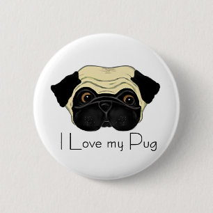 I Liebe Mein Mops Niedlicher Mops und Liebe Zitat Button