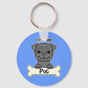I Liebe mein Mops Schlüsselanhänger