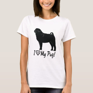 I Liebe mein Mops-Tatzen-Druck in einem Herzen T-Shirt