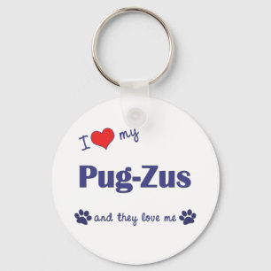 I Liebe mein Mops-Zus (mehrfache Hunde) Schlüsselanhänger