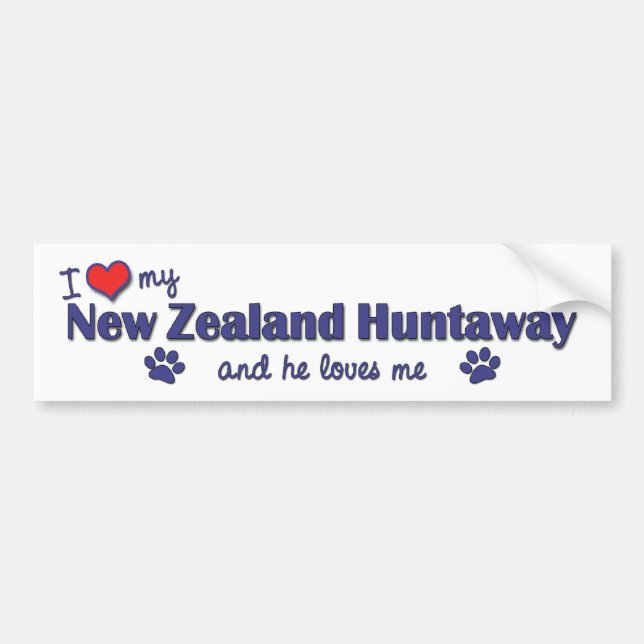 I Liebe mein Neuseeland Huntaway (männlicher Hund) Autoaufkleber (Vorne)